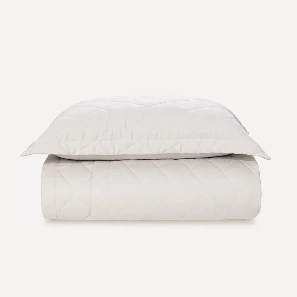 Colcha com Porta Travesseiro Cetim 300 Fios Bossa Branco