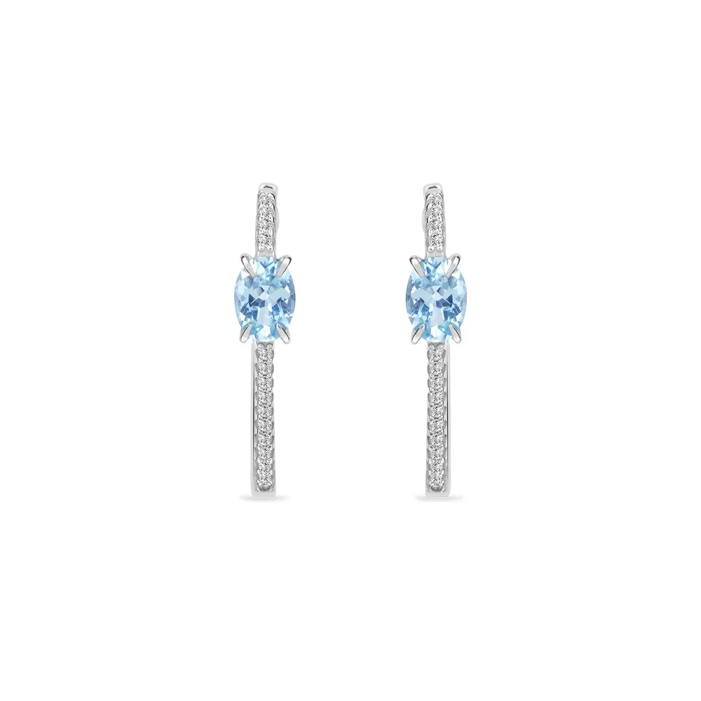 Argola Essenza em Ouro Branco 18k com Água Marinha e Diamantes 0,29ct, 26,5mm — imagem 1