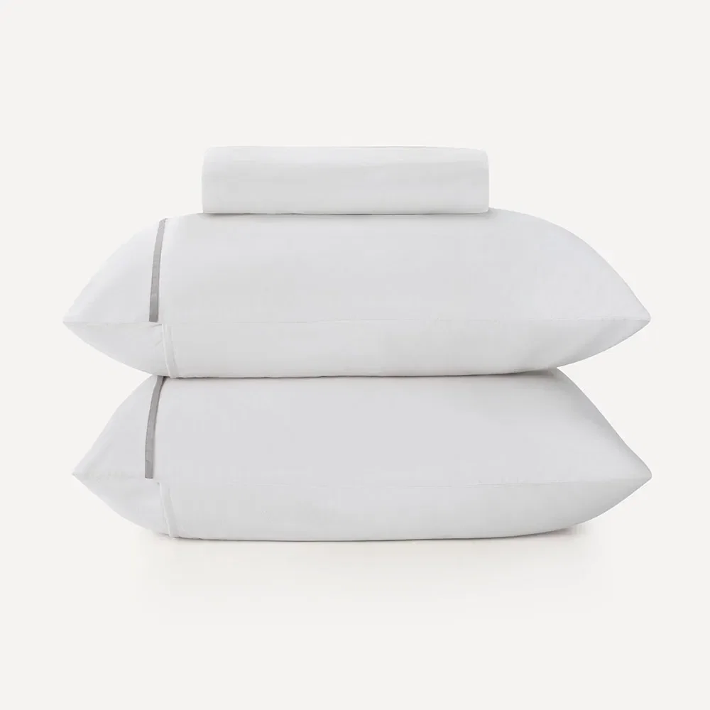 Lençol de Elástico com Fronhas Munari Branco / Prata