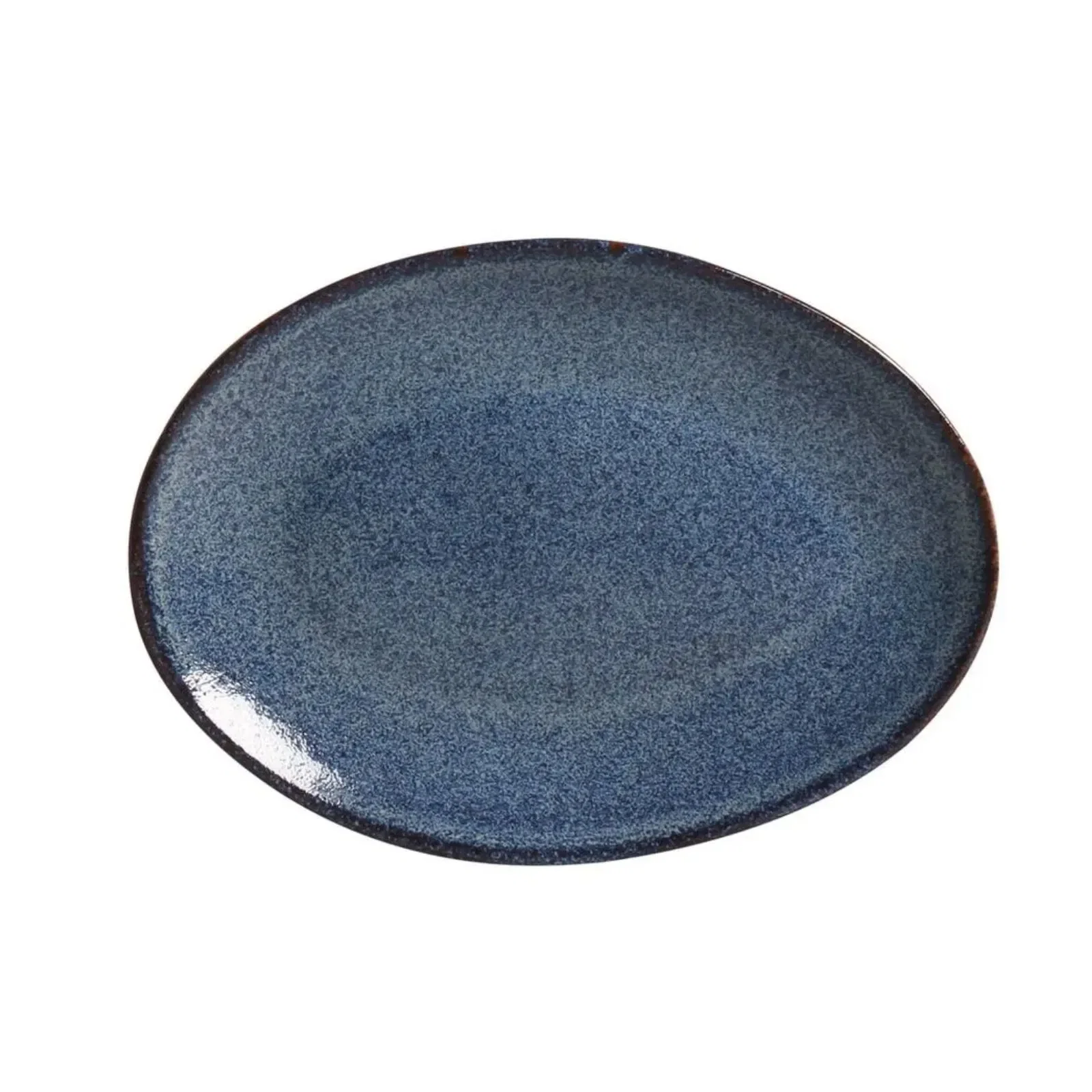 Prato de Sobremesa Oval Titanium em Stoneware Azul 22CM Porto Brasil — imagem 1