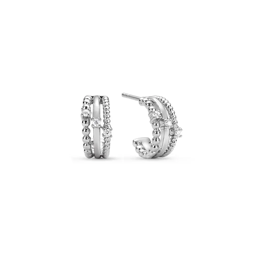 Argola Life Maxi em Prata 925 com Pedras Incolores, 12,5mm