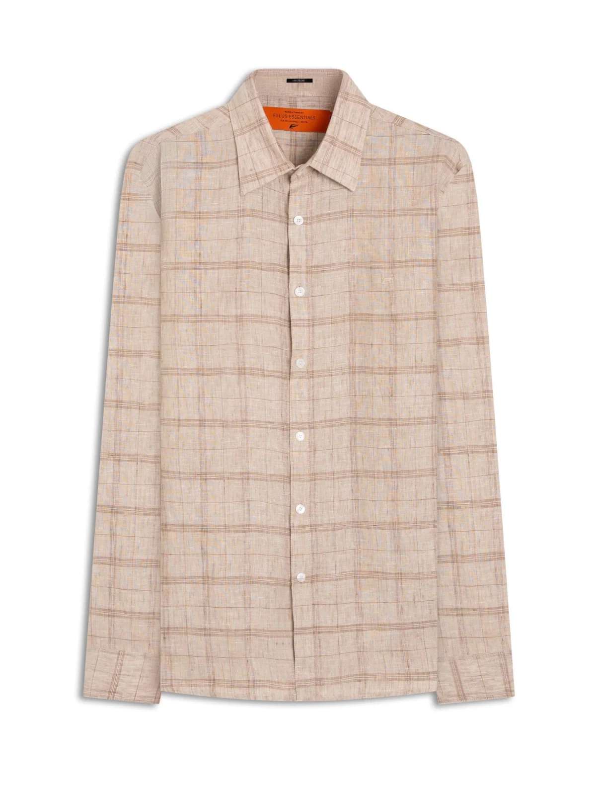 Camisa Linen Blend Thin Plaid Clas Italia Natural — imagem 1