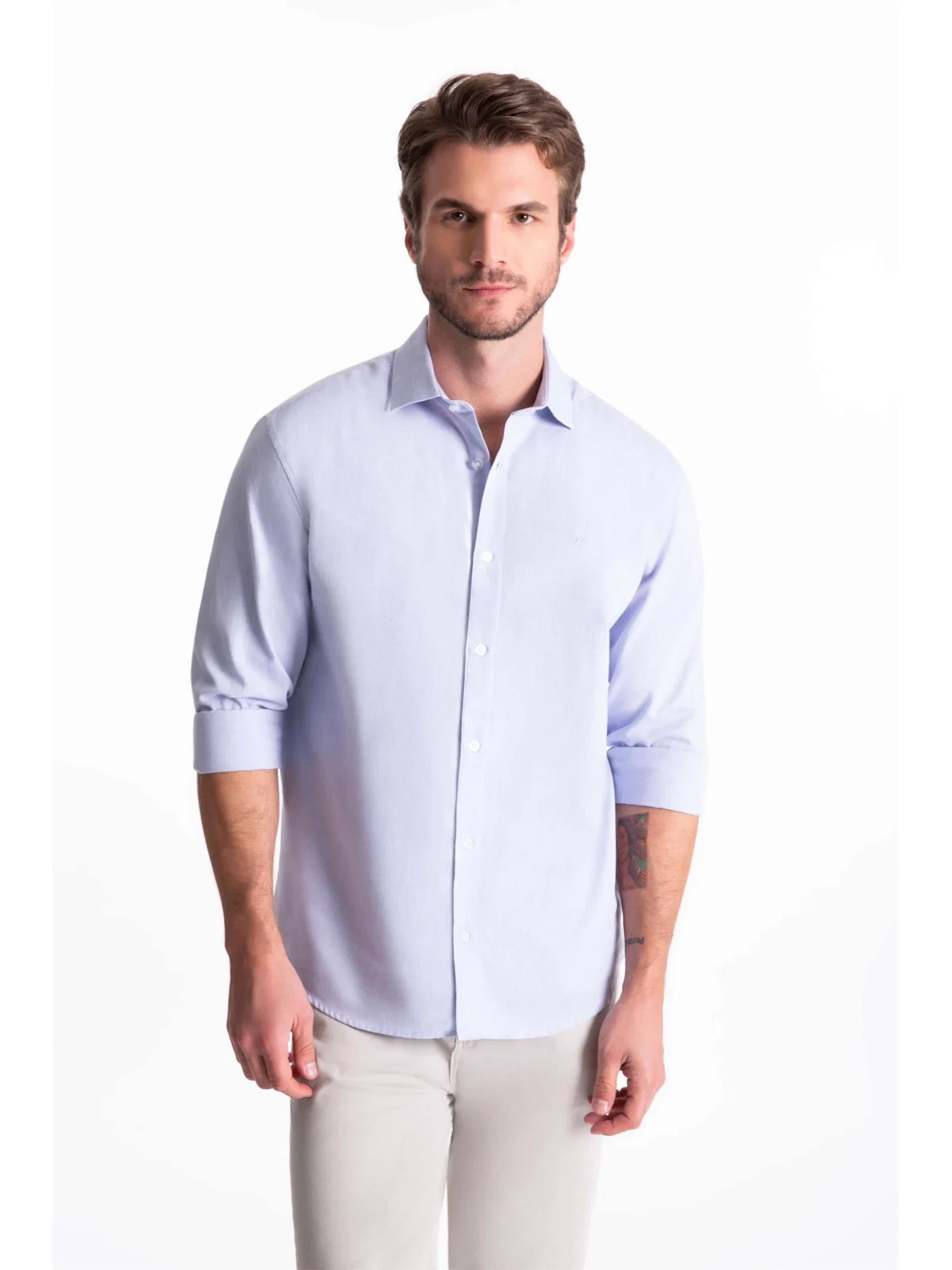 Camisa Oxford Slim Italian Azul Bic — imagem 1