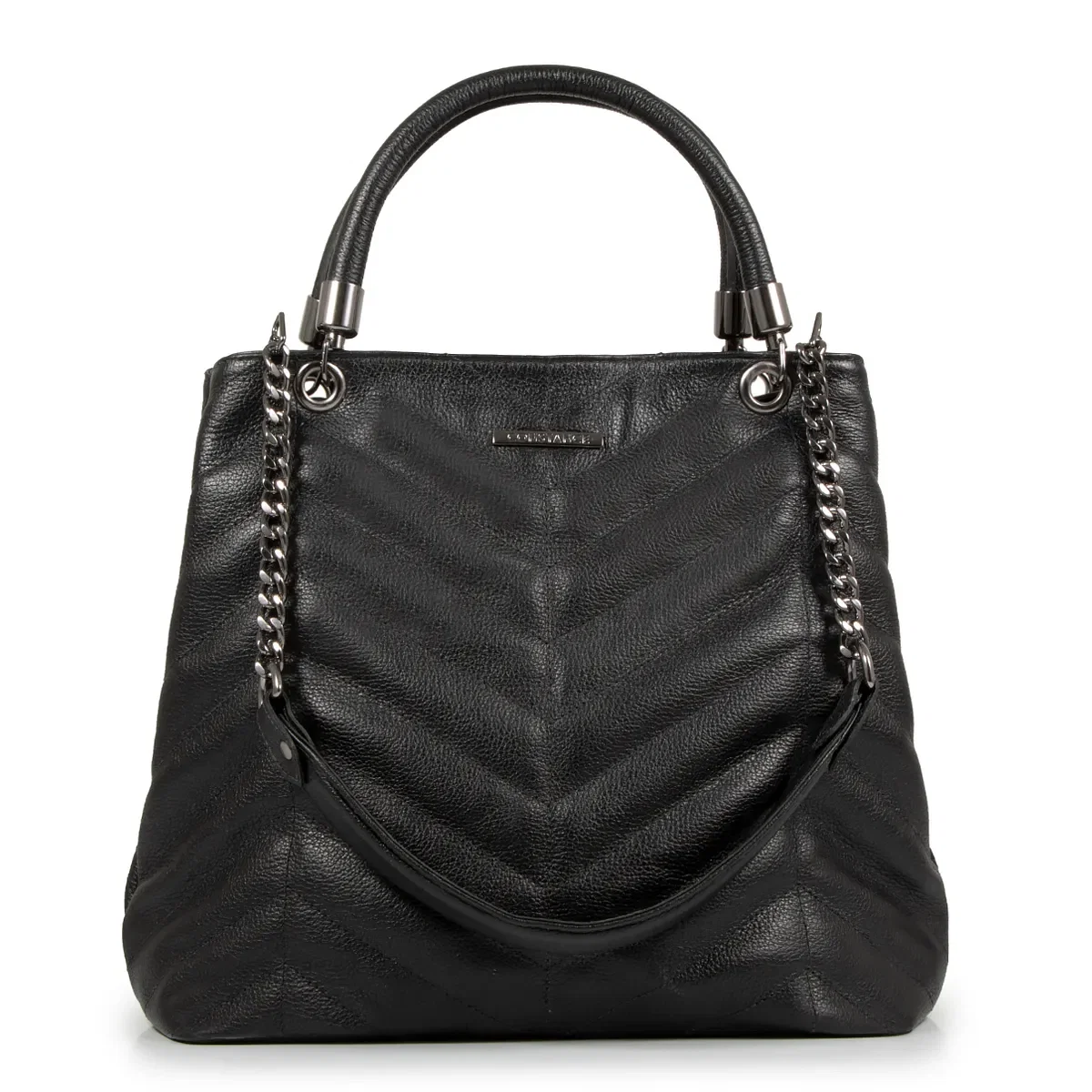 Bolsa Couro Matelassê Preto