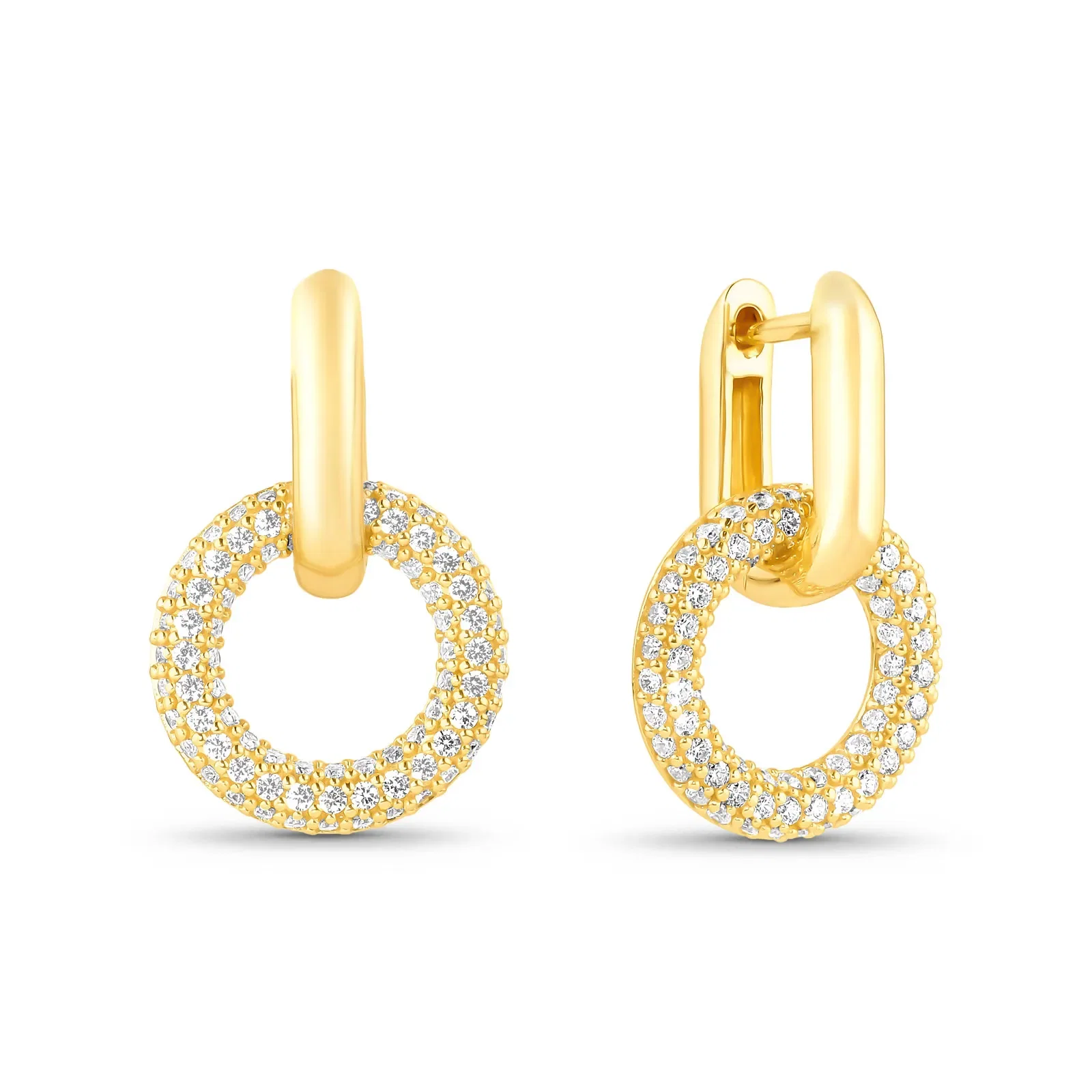 Brinco Life Infinity em Prata 925 com Banho de Ouro Amarelo 18k com Pedras Incolores — imagem 1