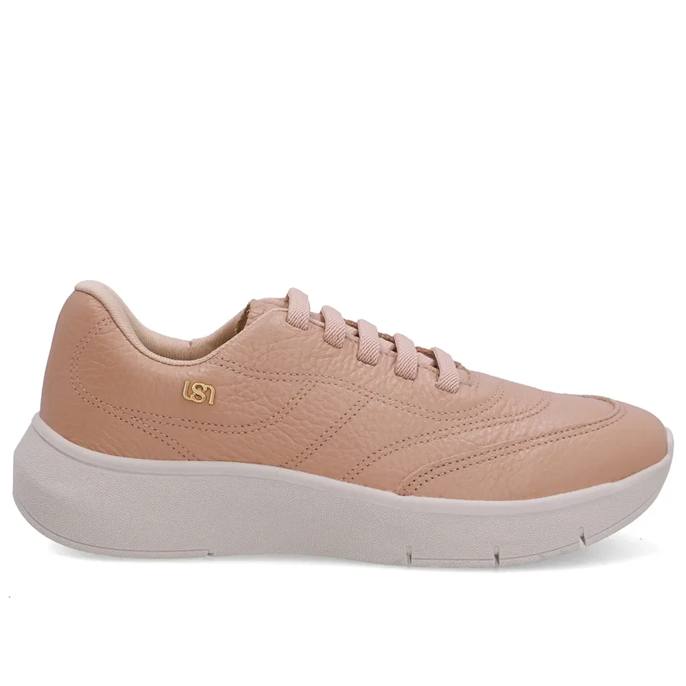 Tênis Slip On Bege Couro Costura Enfeite — imagem 1