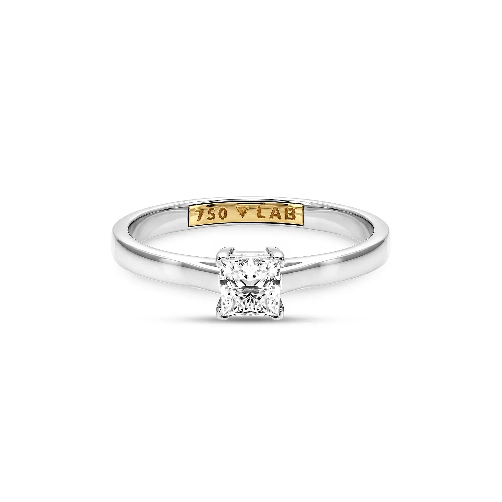 Anel Solitário Cielo em Ouro Branco 18k com 0,2ct de Diamante de Laboratório