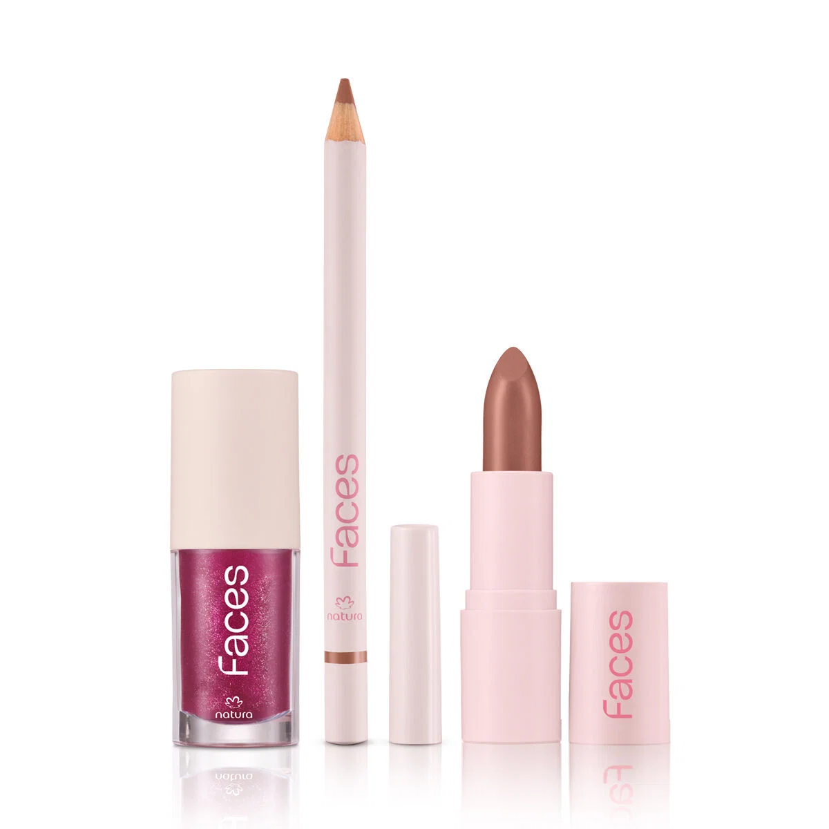 Kit Batom e Lápis Hey Honey e Gloss Malva Vibe Faces