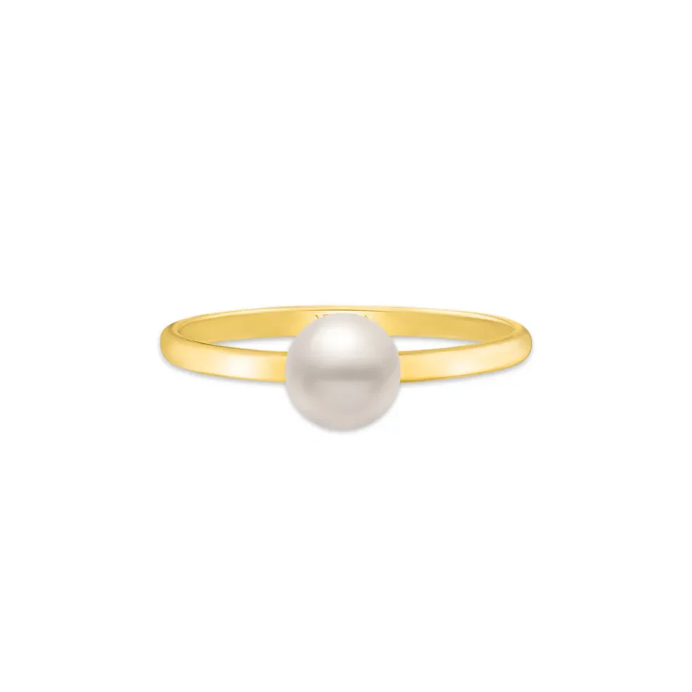 Anel Solitário em Ouro Amarelo 18k com Pérola, 5-5.5mm — imagem 1