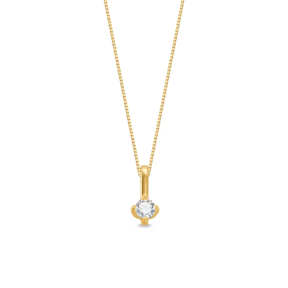 Pingente Solitário Classic em Ouro Amarelo 18k com 0,05ct de Diamante, 7mm