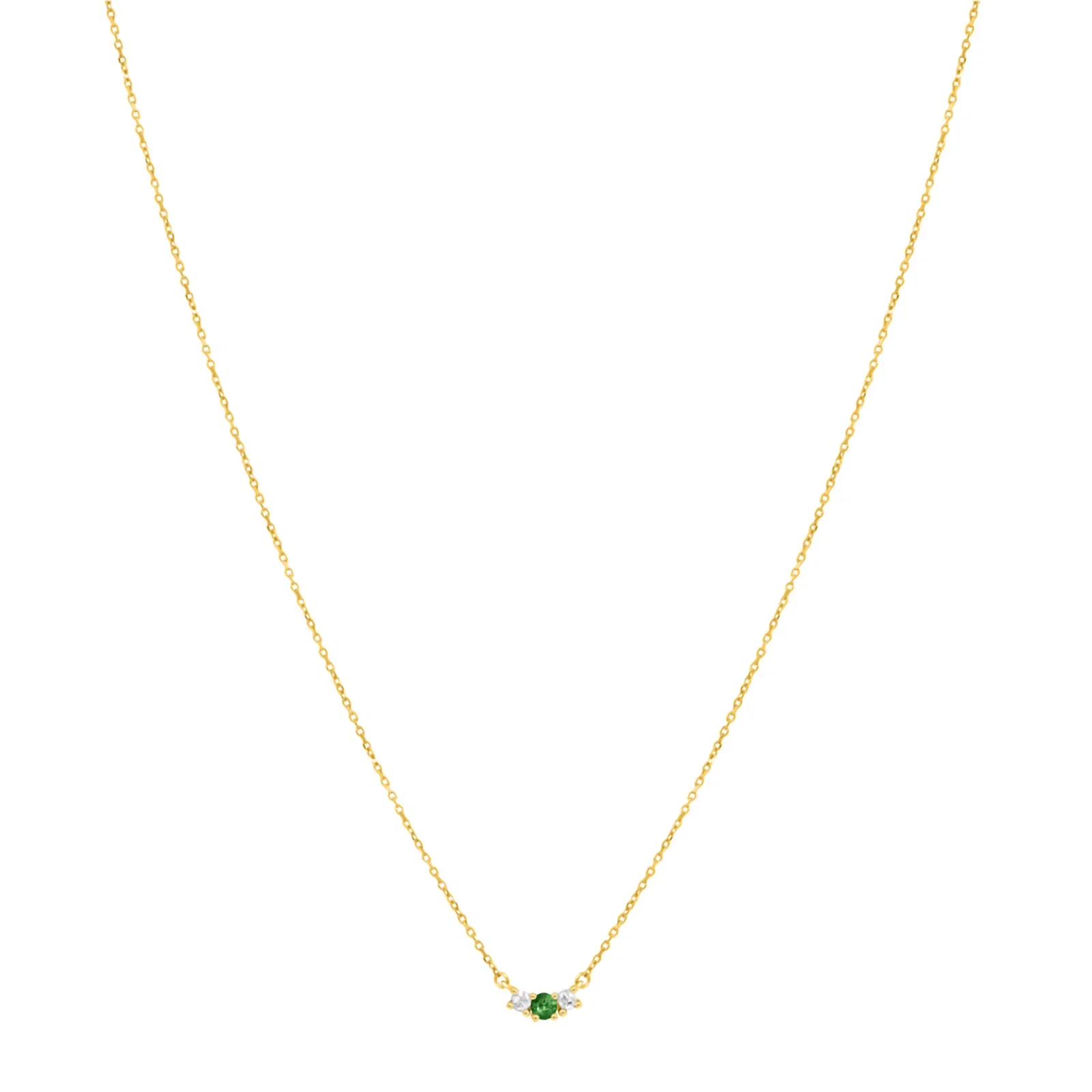 Colar Cores em Ouro Amarelo 18k com Turmalina Verde e Topázios Incolores, 45cm