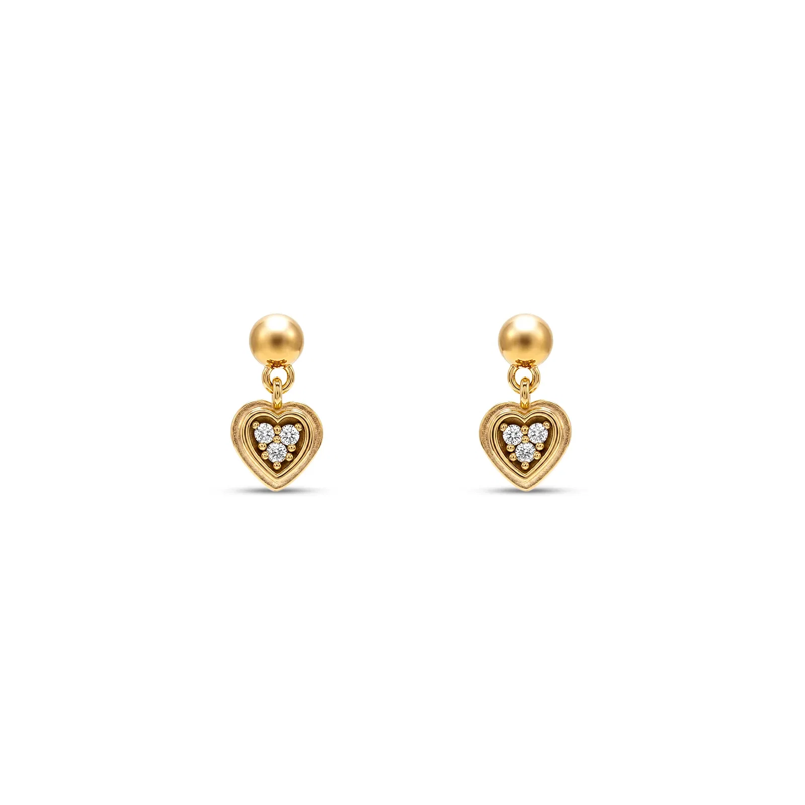 Brinco Life Petit Coração em Prata 925 com Banho de Ouro Amarelo 18k e Zircônia Incolor — imagem 1