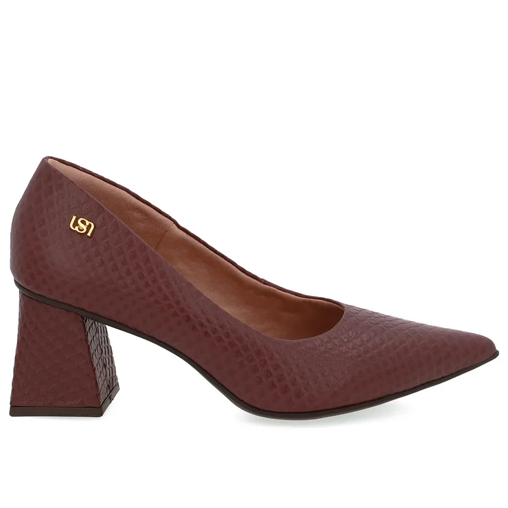 Scarpin Vermelho Bico Fino Couro — imagem 1