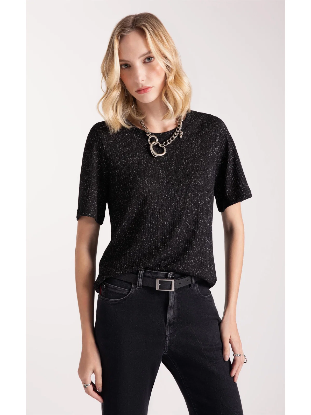 Blusa Metalic Boxy Preto — imagem 1