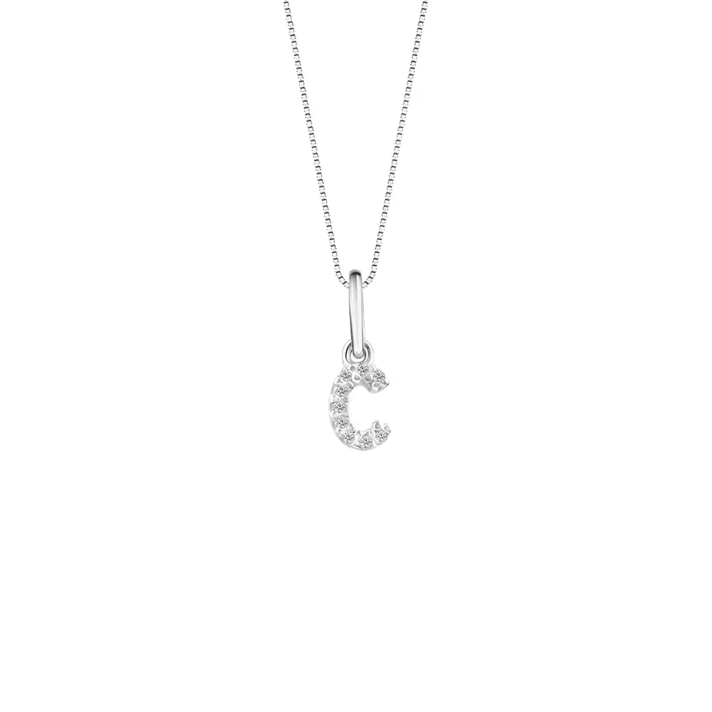 Pingente Letra C em Ouro Branco 18k com Diamantes 0,04 ct — imagem 1