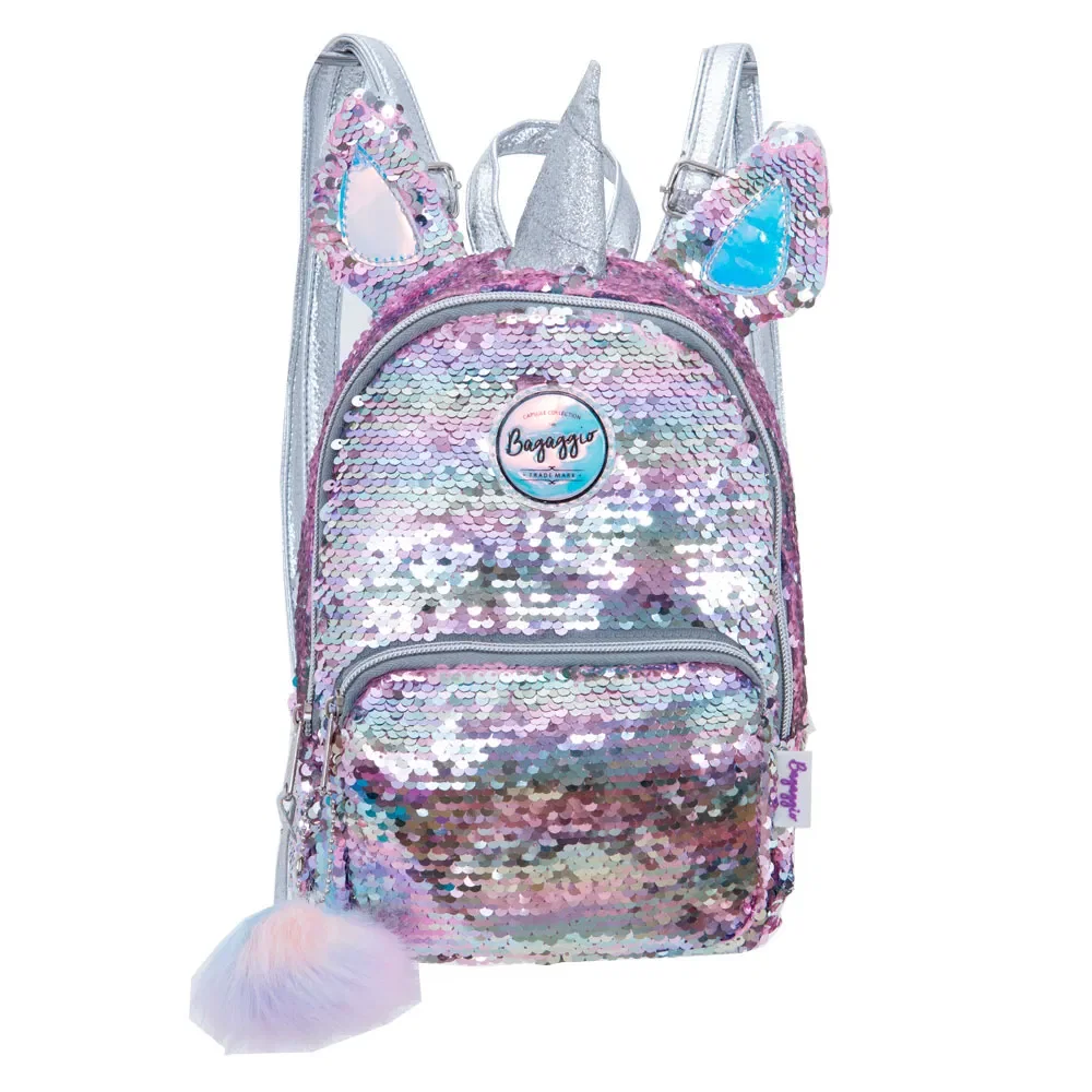 Mochila Escolar Feminina Rainbow II Prata