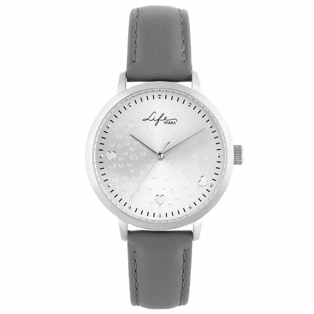 Relógio Life Amor Feminino Couro Cinza — imagem 1
