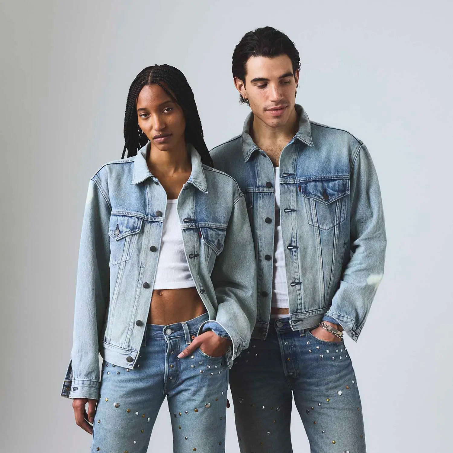 Jaqueta Jeans Levi's® Trucker Pride Road Worn Lavagem Média