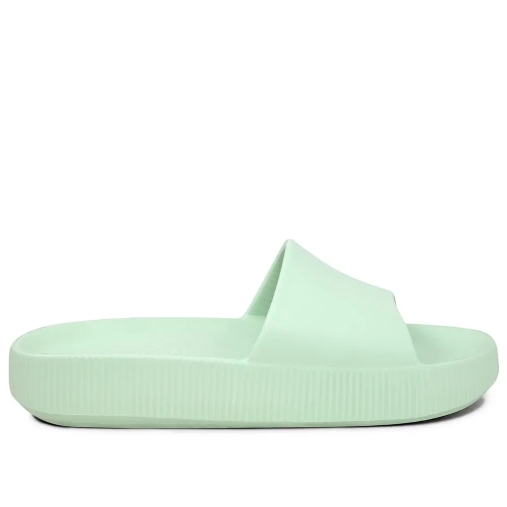 Chinelo Slide Hortelã Poofy Salto Plataforma Eva