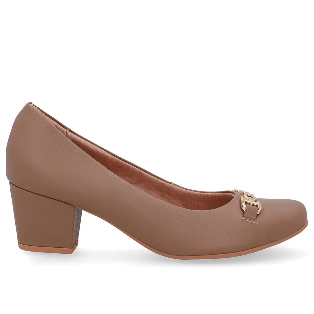 Scarpin Couro Marrom Fendi Detalhe Bridão — imagem 1