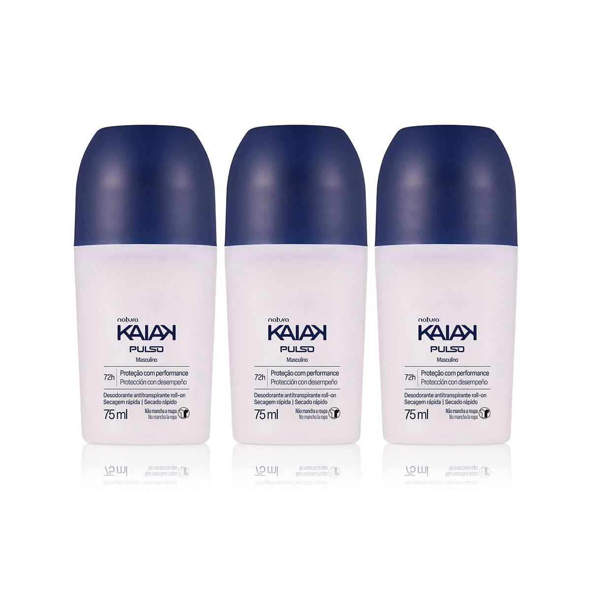 Kit Desodorante Antitranspirante Roll-on Kaiak Pulso Masculino 3 un de 75 ml