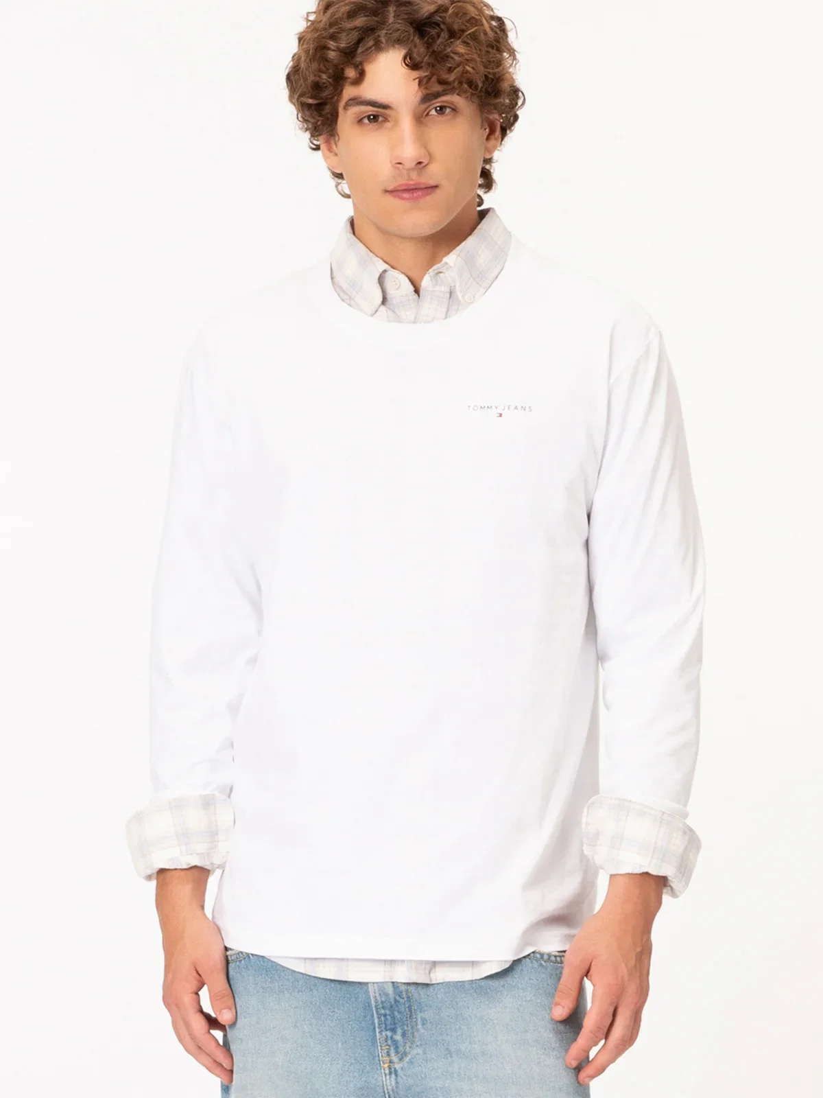 Camiseta de Manga Comprida Slim com Logo Linear — imagem 1