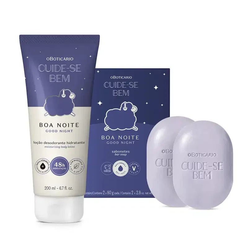 Combo Cuide-se bem Boa Noite: Loção Corporal 200ml + Sabonetes Em Barra 2x80g