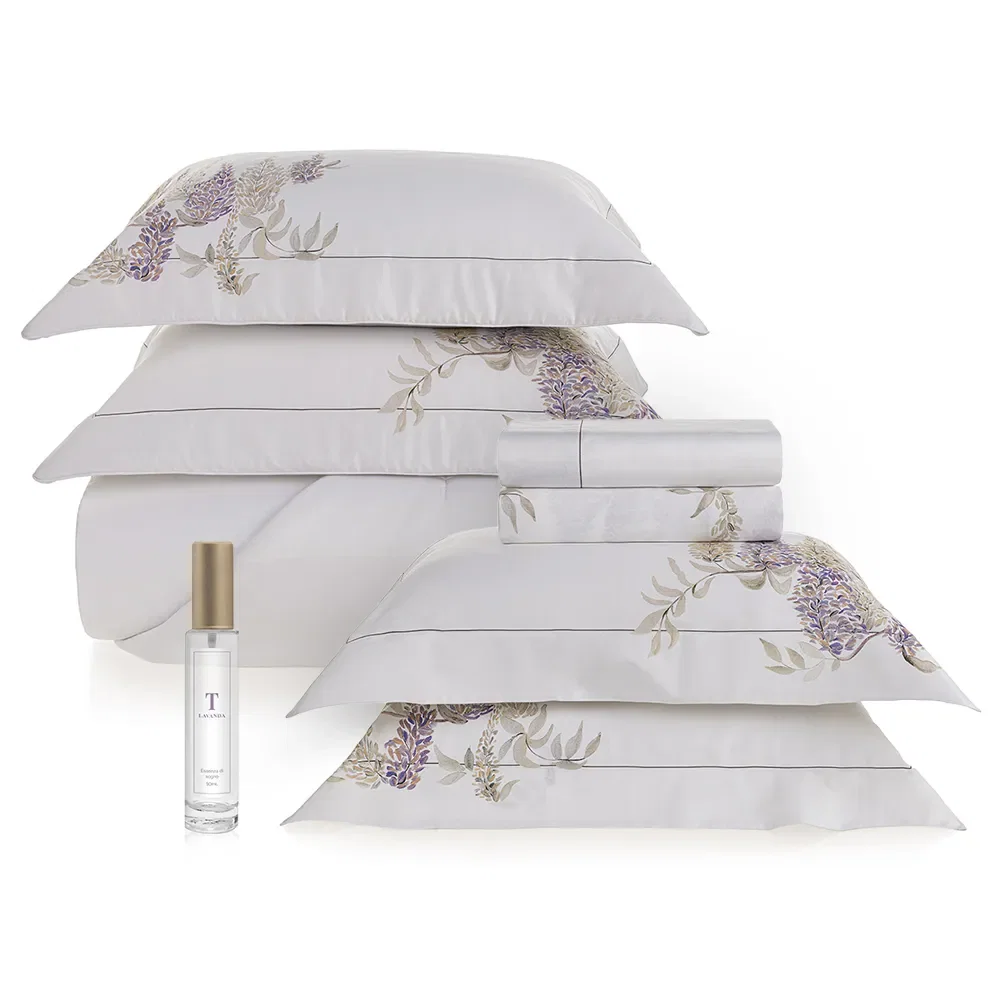 Kit Cama Completa Queen 300 Fios Cetim Trastevere e Spray Relaxante Lavanda — imagem 1