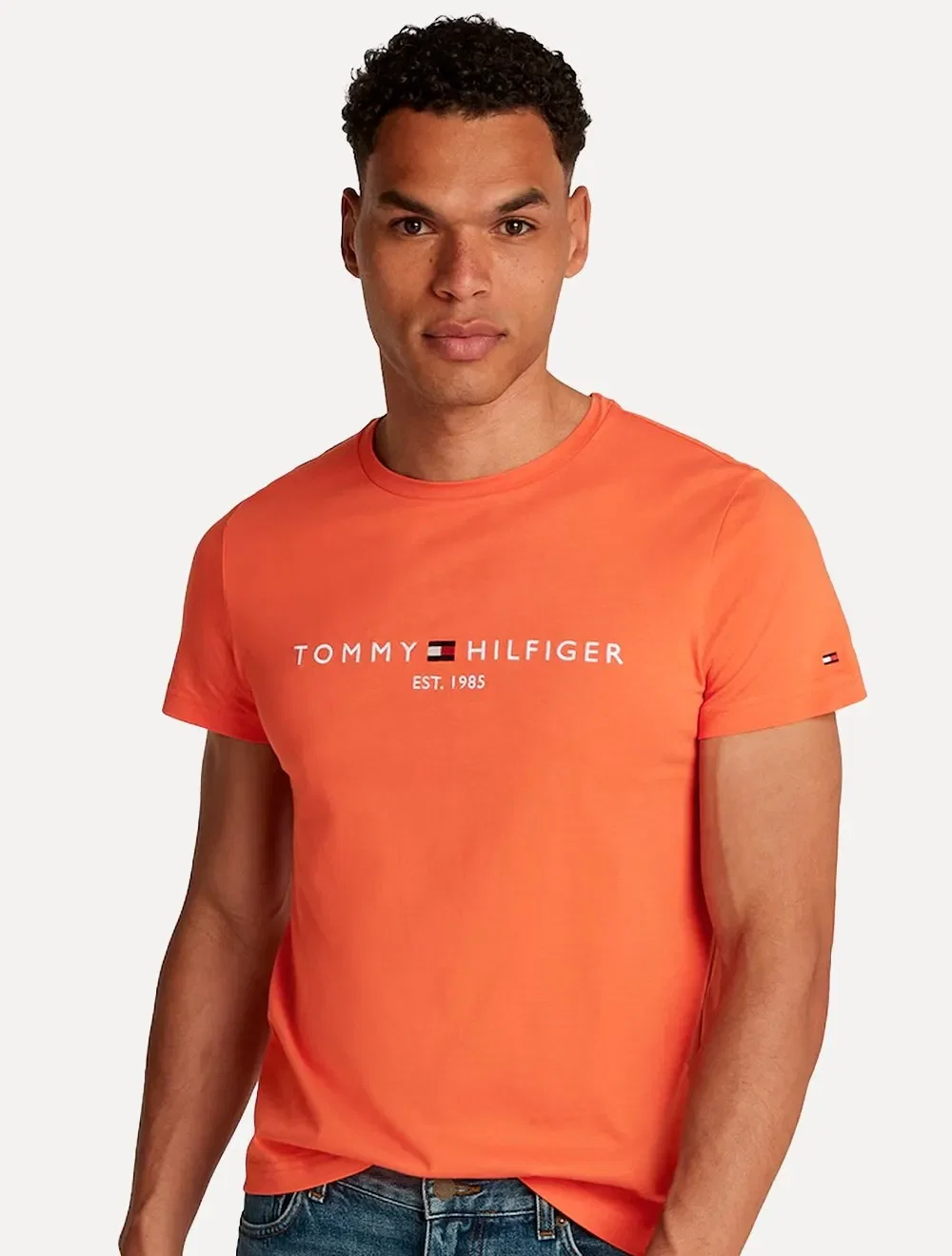 Camiseta Tommy Hilfiger Masculina Core Logo Tee Laranja — imagem 1