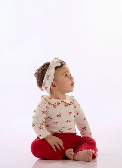 Faixa Para Bebê Menina Com Estampa Digital Detalhes Vermelho Off White Up Baby