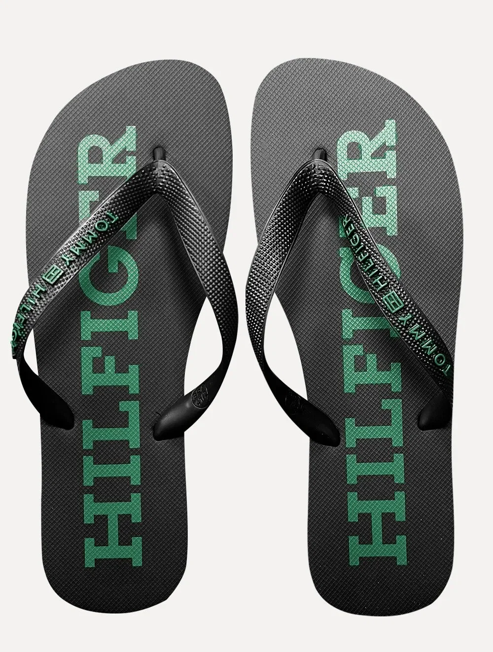 Chinelo Tommy Hilfiger Masculino Silk Logo Beach Rubber Preto / Verde