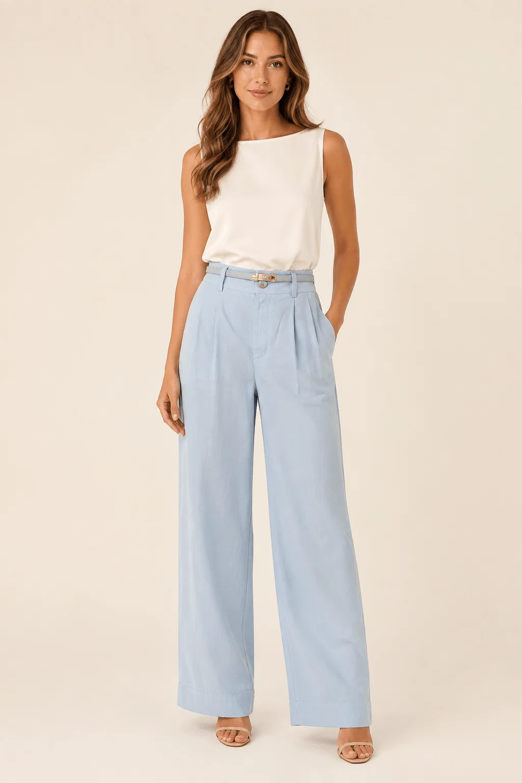 Calça Pantalona Cós Reto - Azul — imagem 1