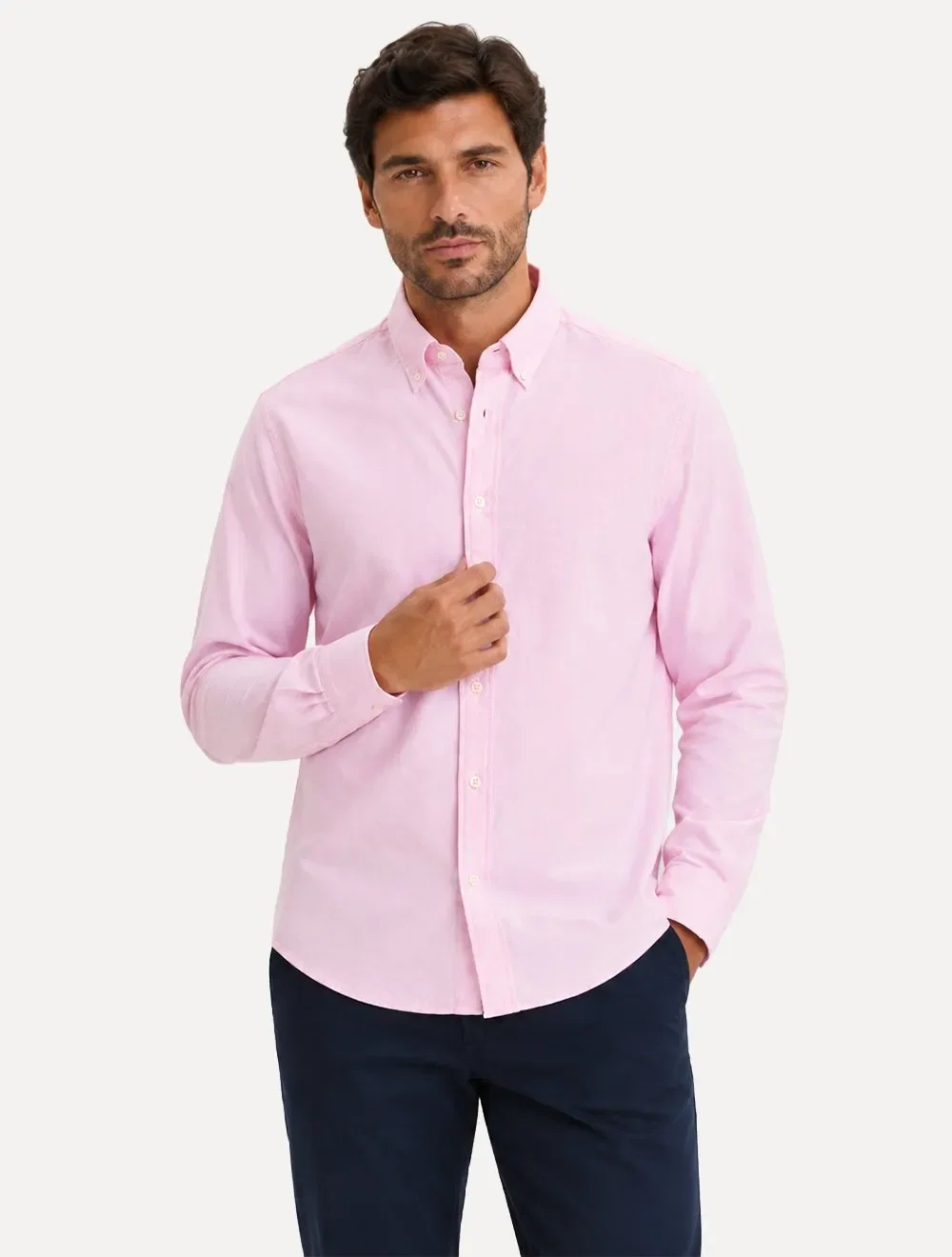 Camisa Tommy Hilfiger Masculina Regular Core Oxford Rosa — imagem 1