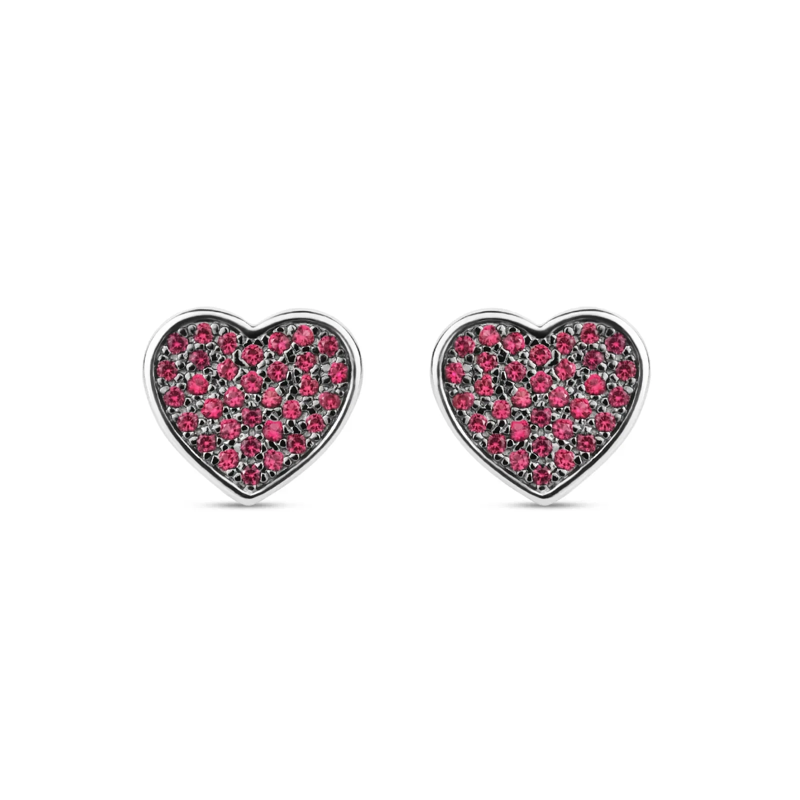 Brinco Life Cuore em Prata 925 com Ródio Negro e Pedras Rosas — imagem 1