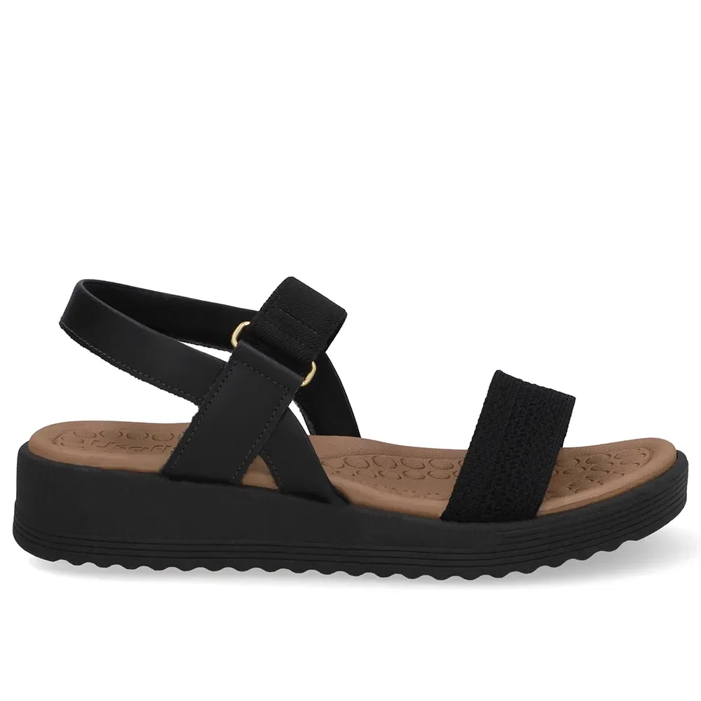 Sandália Salto Plataforma Tricot Bege Elástico — imagem 1