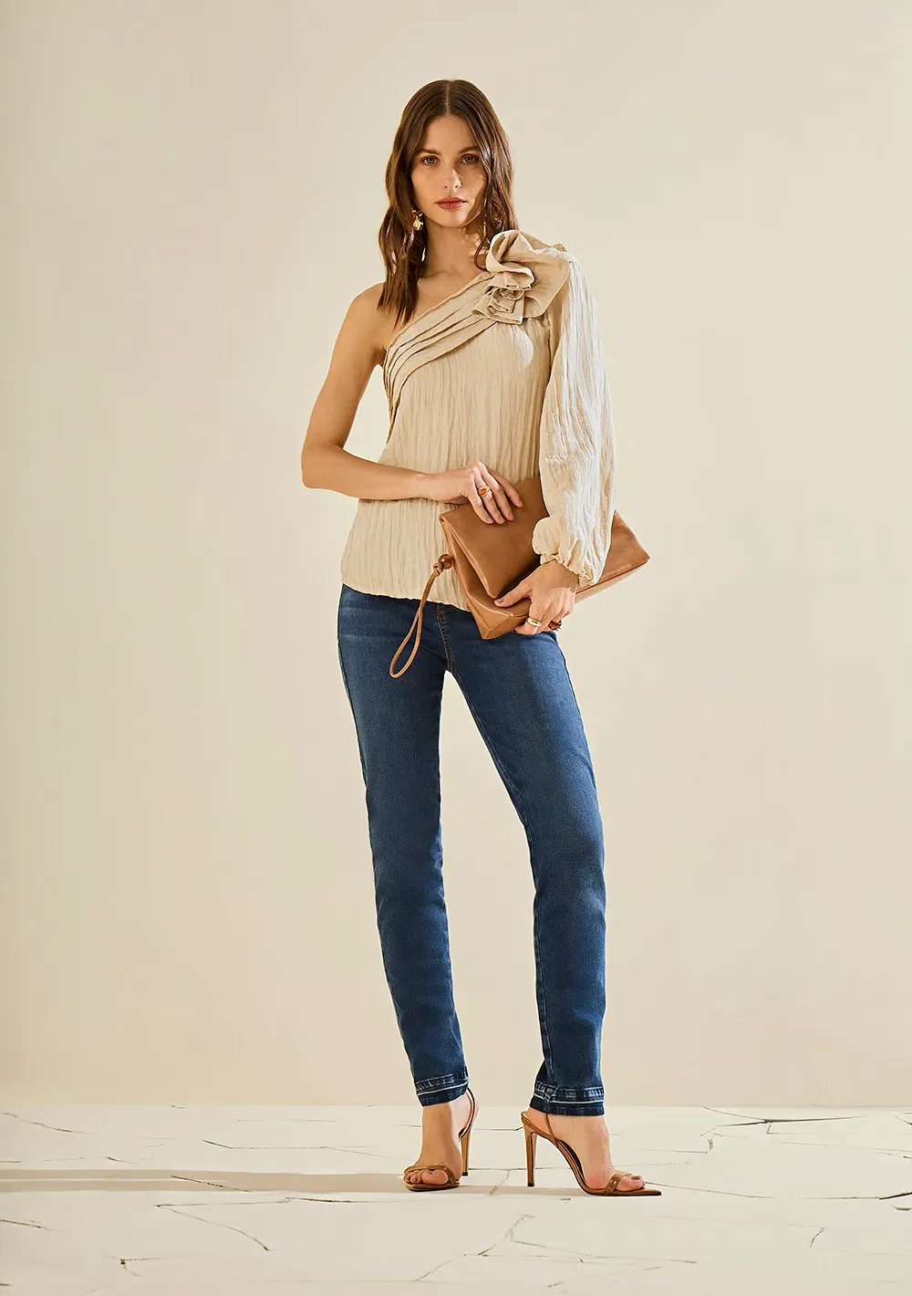 Calça Morena Rosa Skinny Alta Azul
