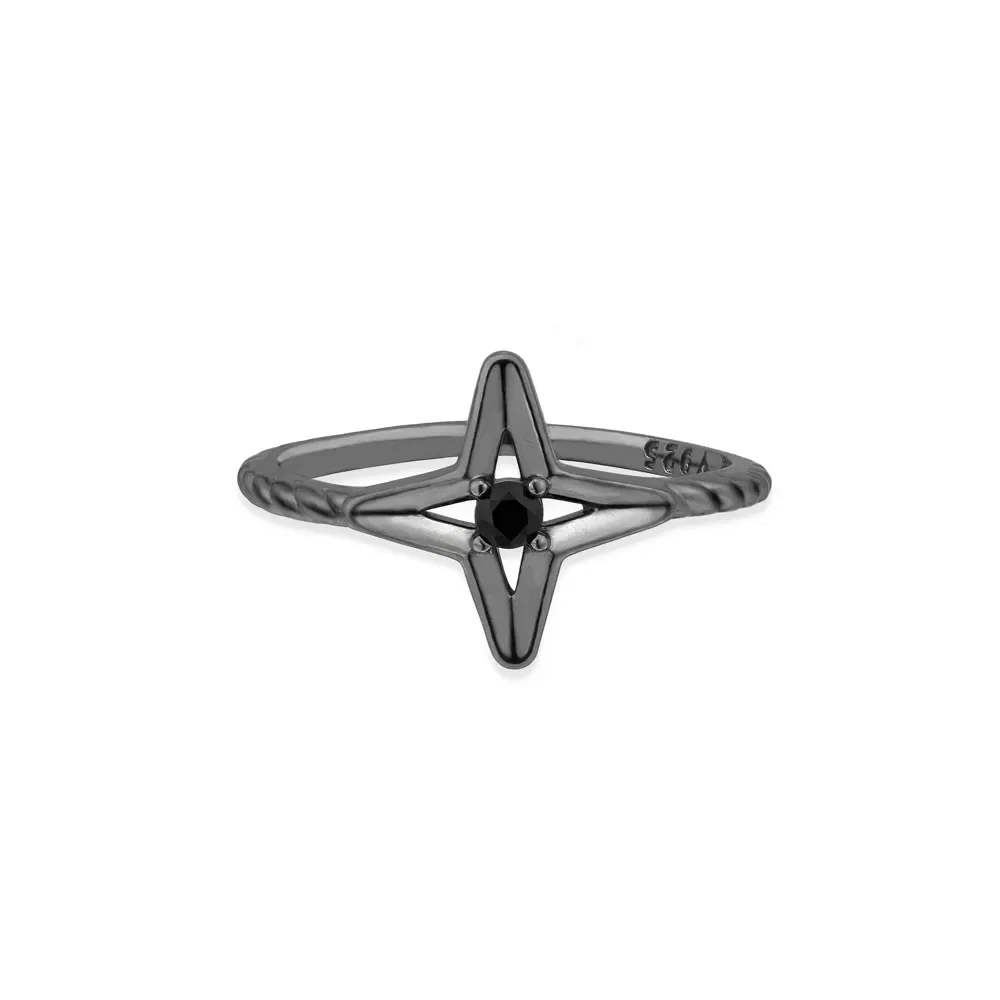 Anel Life Signature Estrela com Banho de Ródio Negro — imagem 1