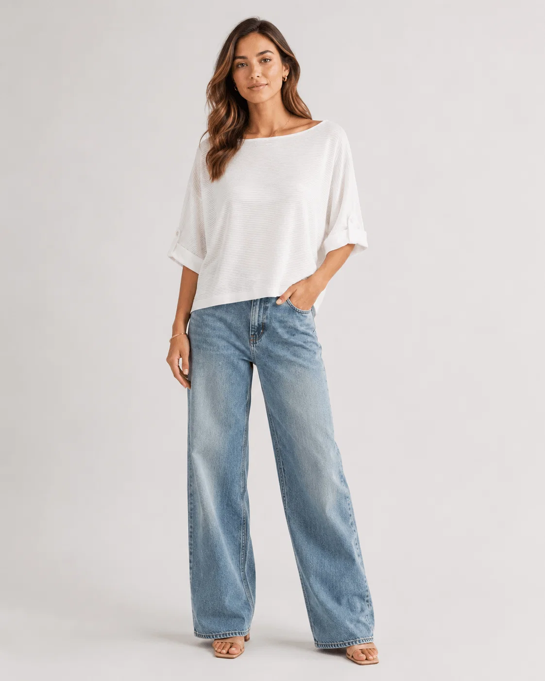 Blusa Ampla Decote Canoa - Branco