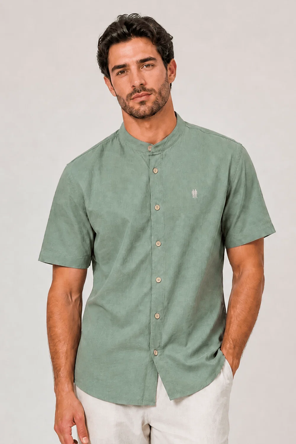 Camisa Masculina Fit Gola Padre Polo Wear Verde Médio
