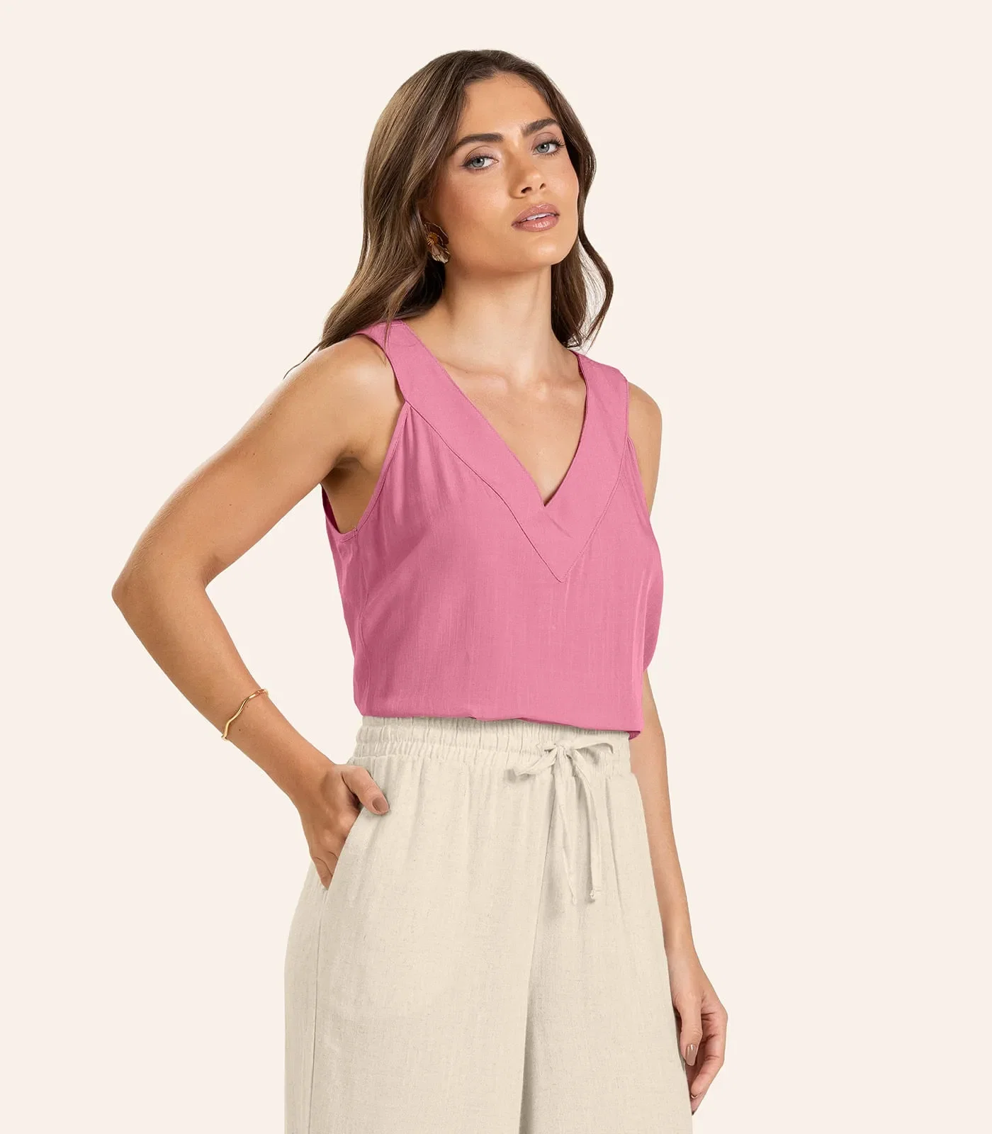 Regata Viscose Slub Feminina Endless Rosa