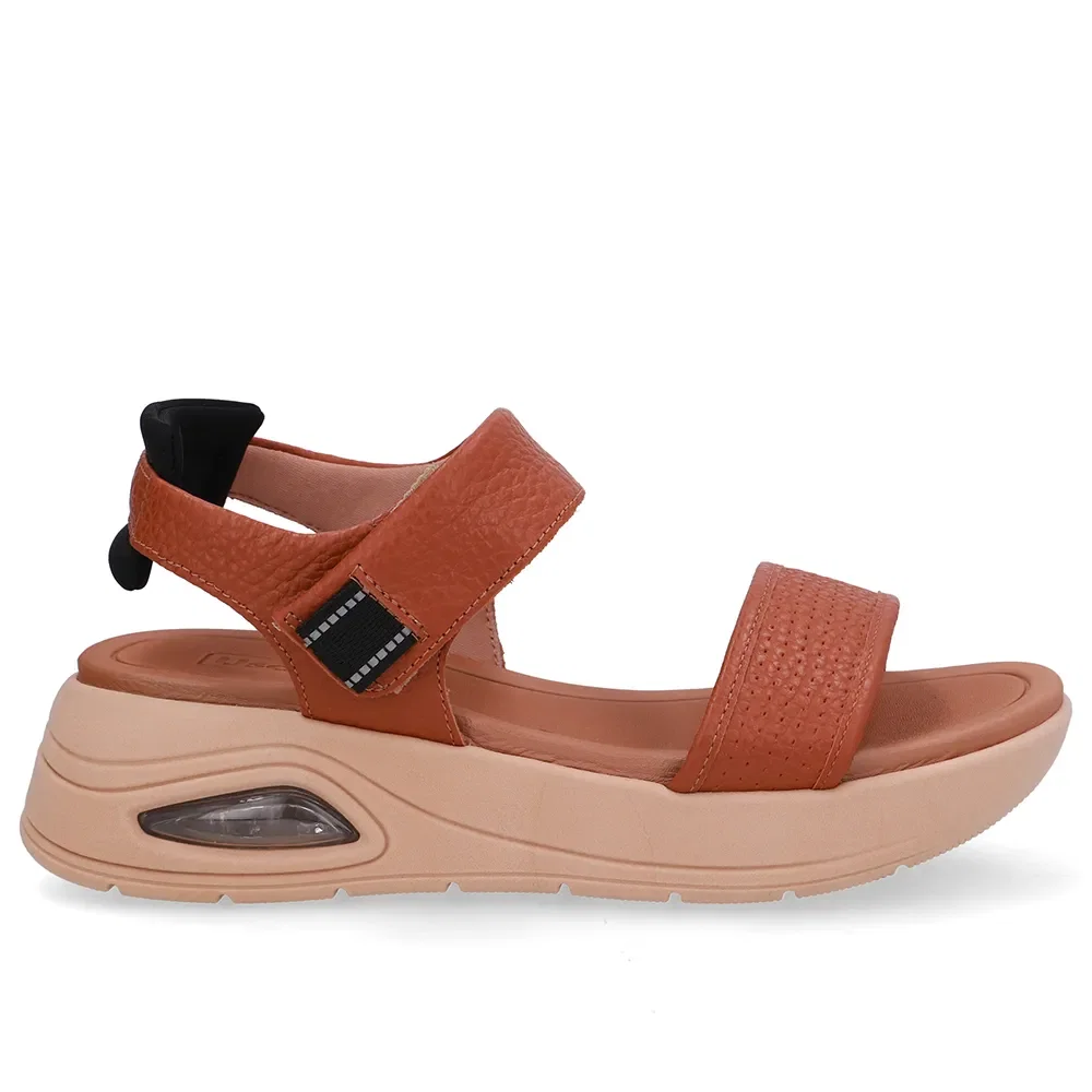 Sandália Salto Plataforma Couro Marrom Fecho-Flex — imagem 1