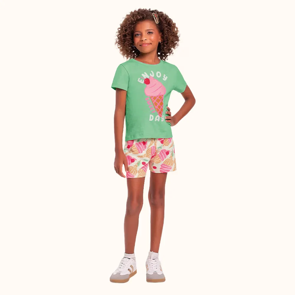 Conjunto blusa / short sorvete em meia malha — imagem 1