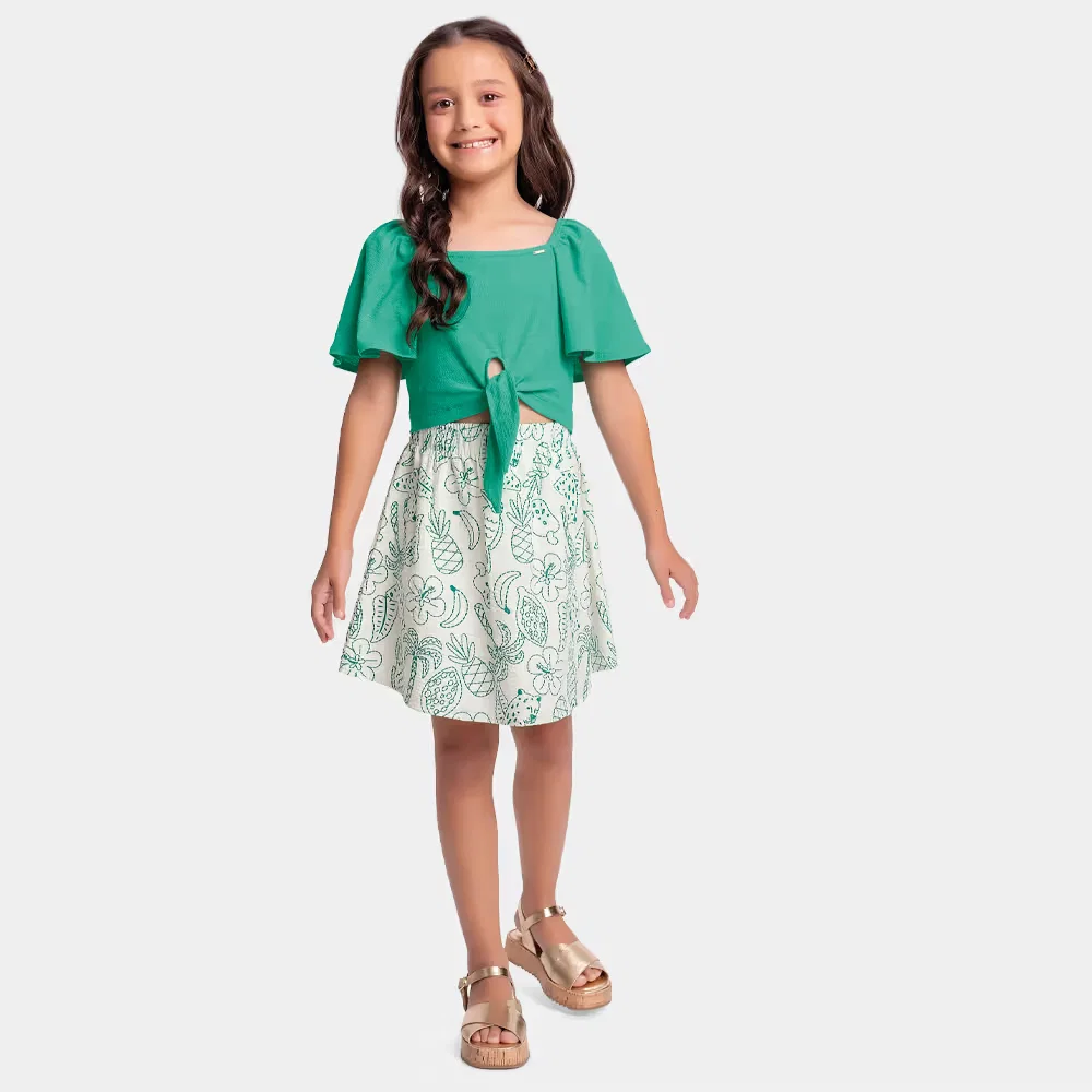 Conjunto blusa em malha florence e short-saia em tecido anaruga liso — imagem 1