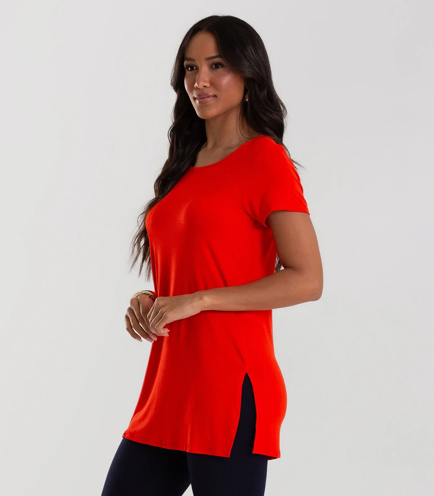Blusa Básica Alongada Feminina Rovitex Vermelho