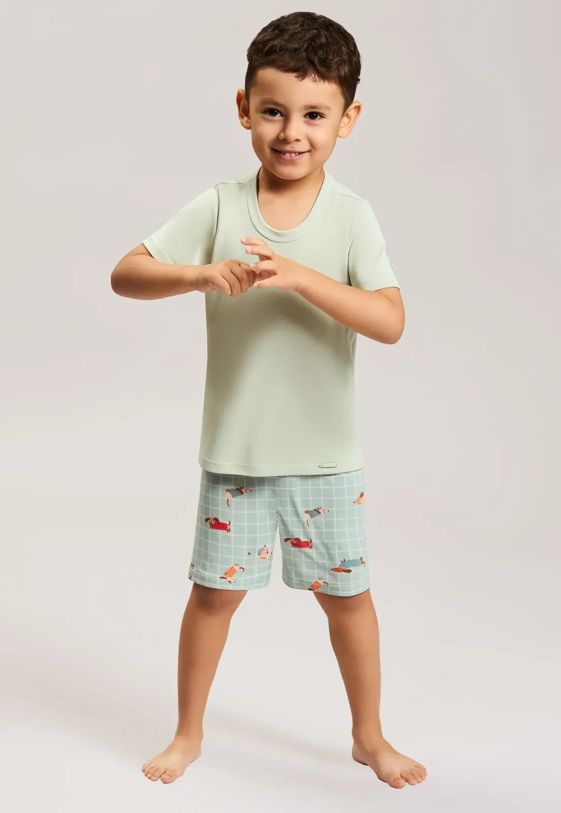Pijama Infantil Curto De Microfibra Baunilha — imagem 1