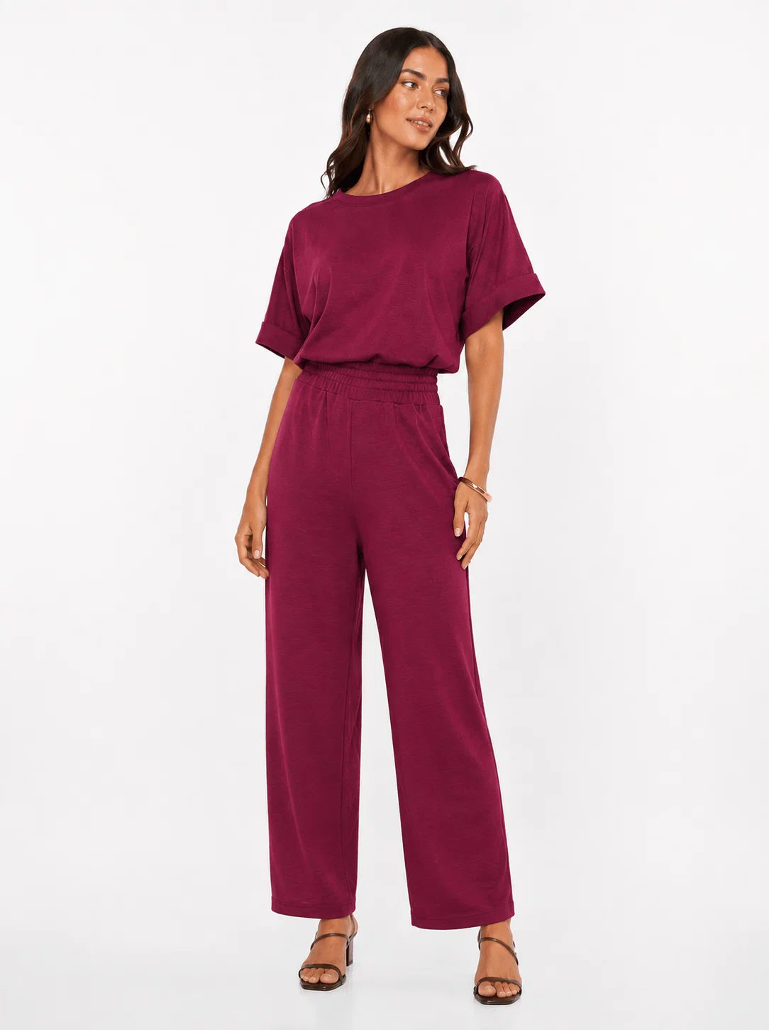 Calça Pantalona Moletinho - Malbec