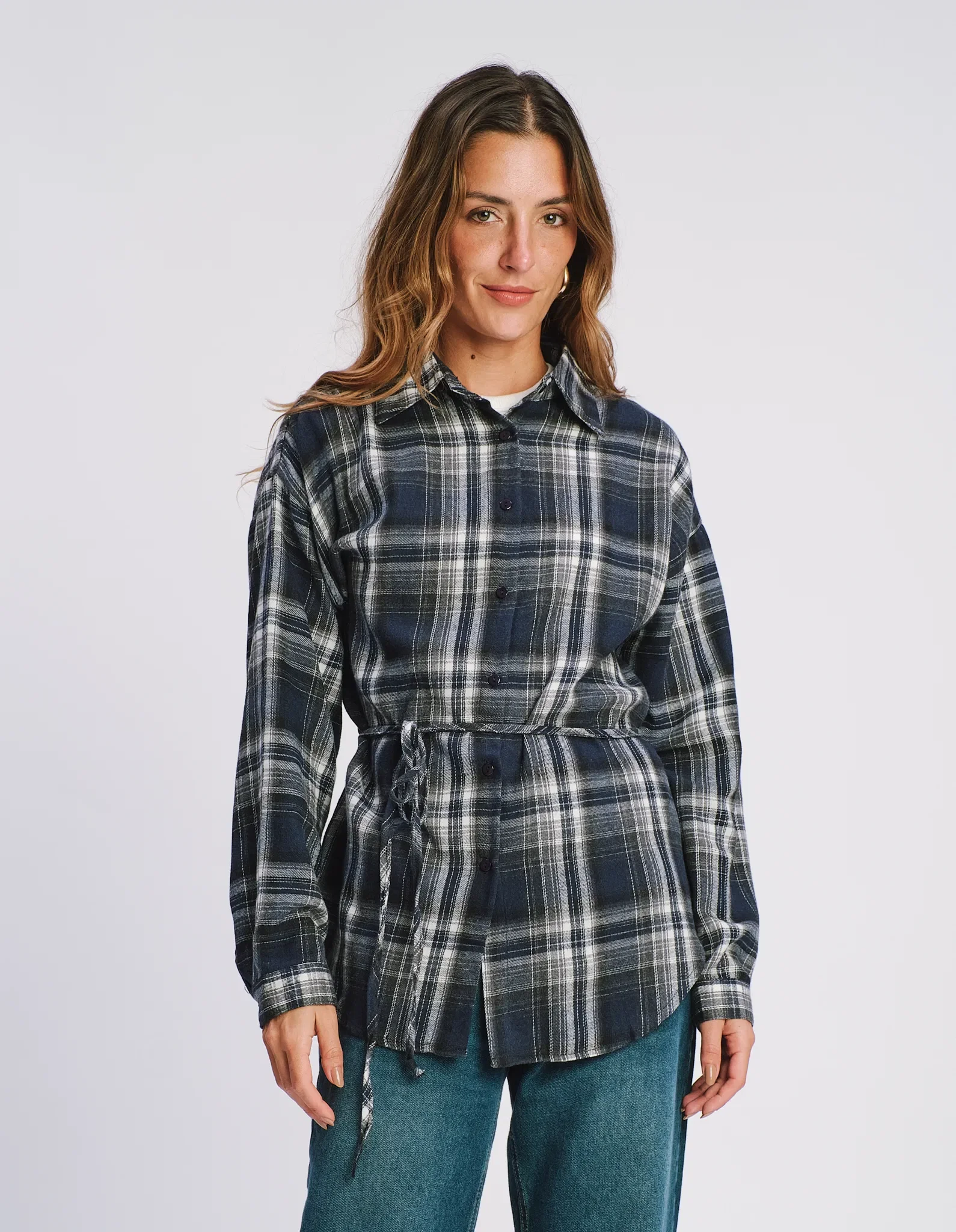 Camisa Xadrez Manga Longa - Preto — imagem 1