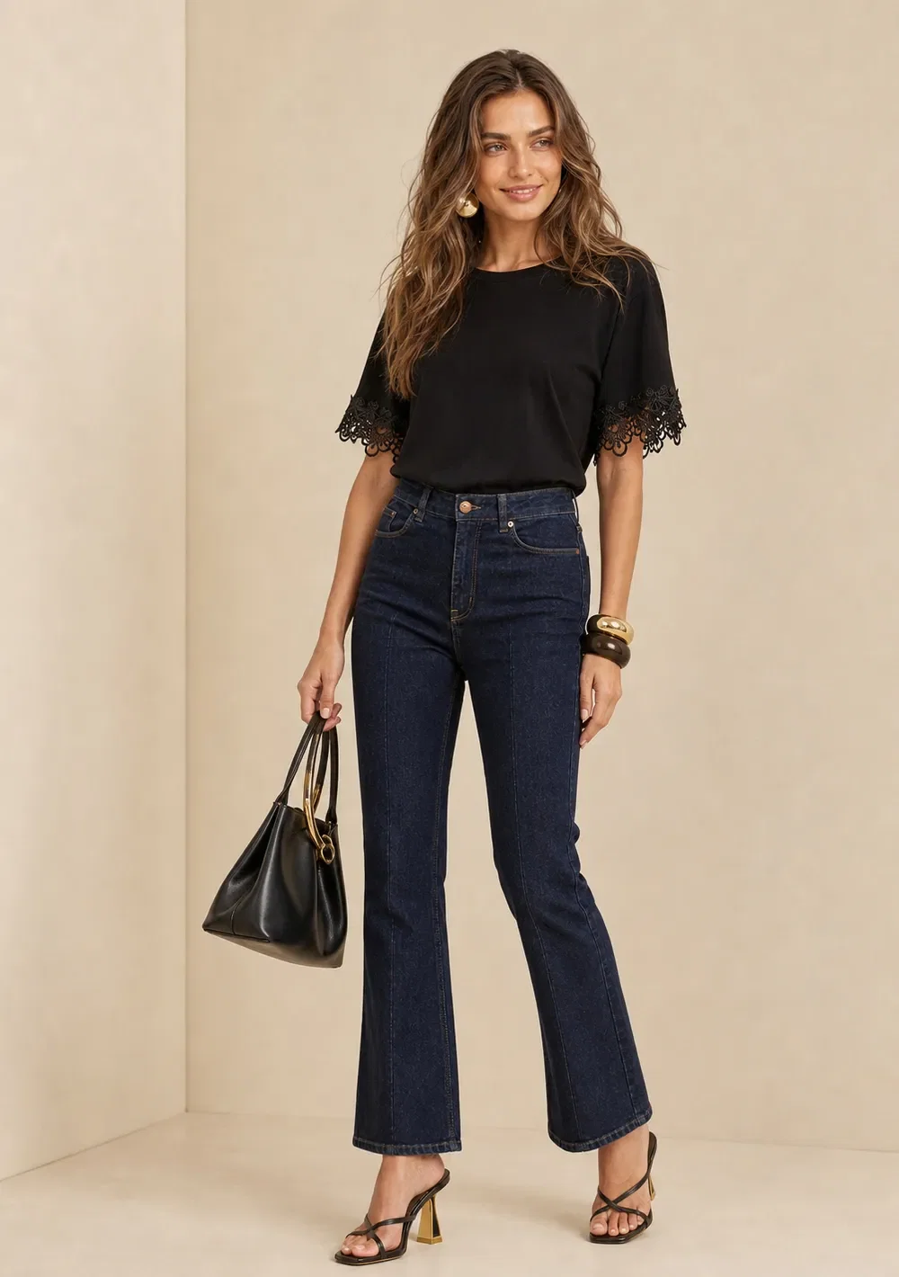 Calça Flare Alta Azul