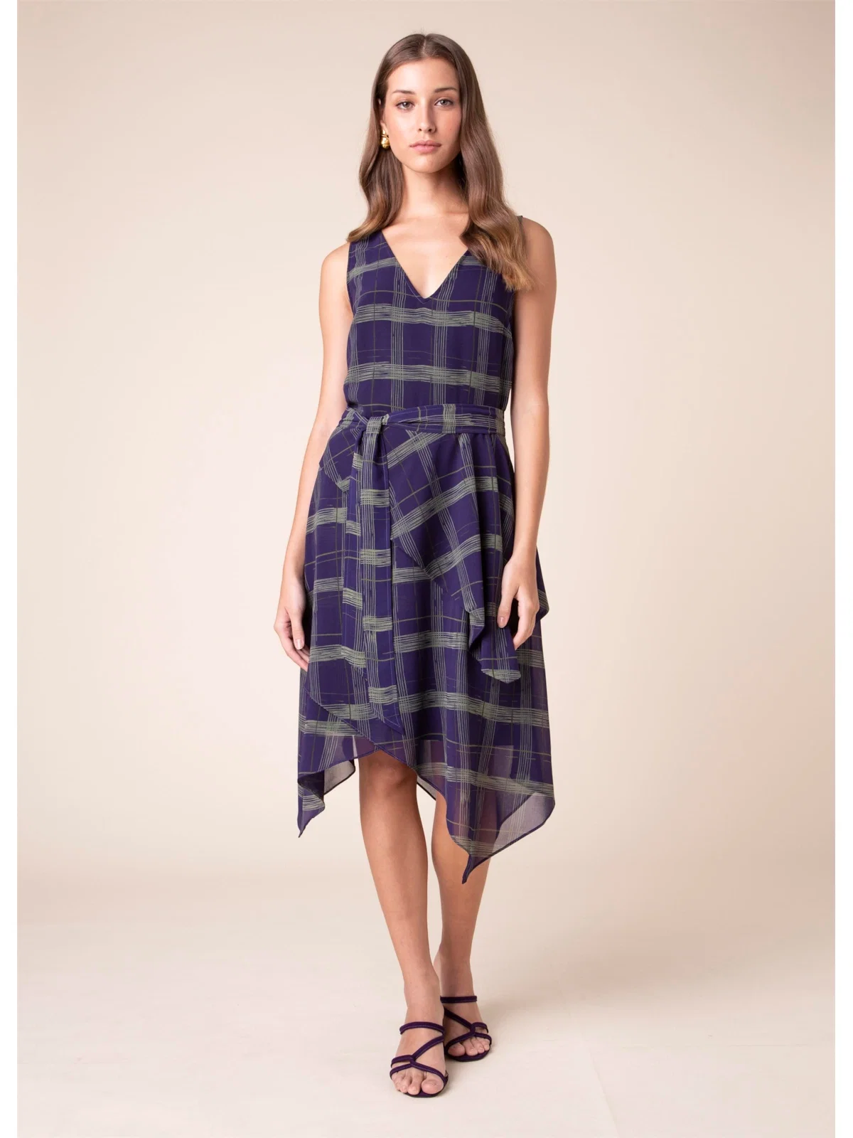 Vestido New Chek Est. Berinjela — imagem 1