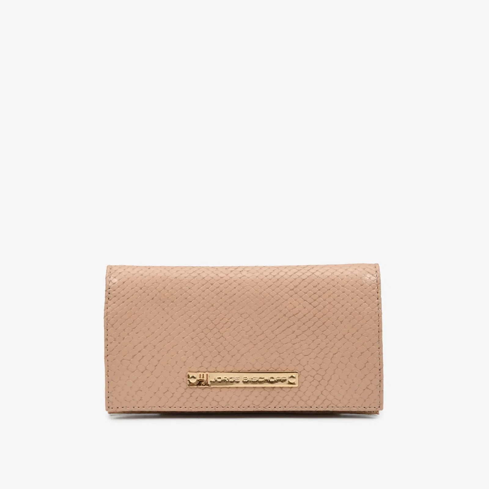 Carteira Envelope Nude Couro Snake
